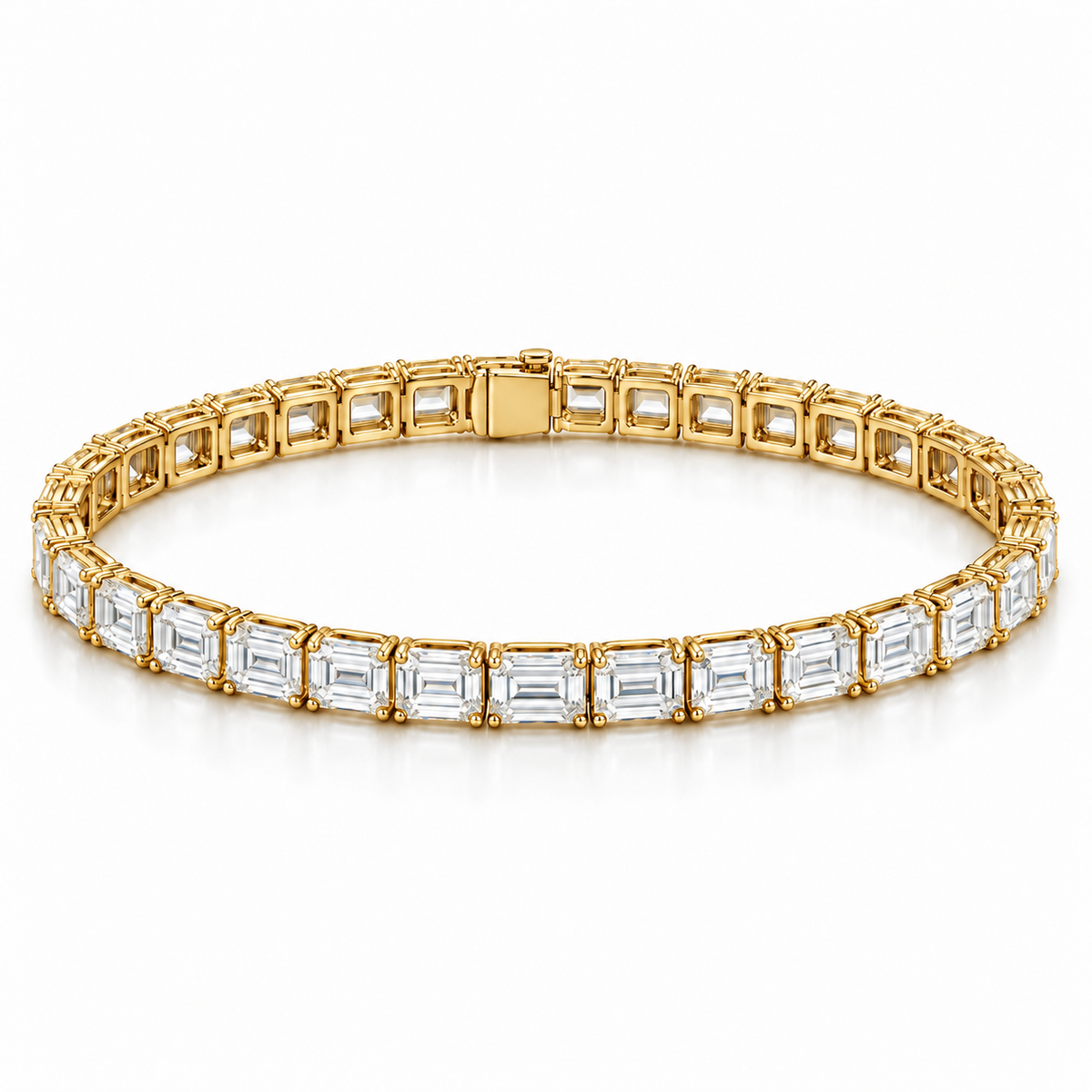 East-West Emerald Tennis lab-grown diamond bracelet in 14K yellow gold — illustrative design rendering