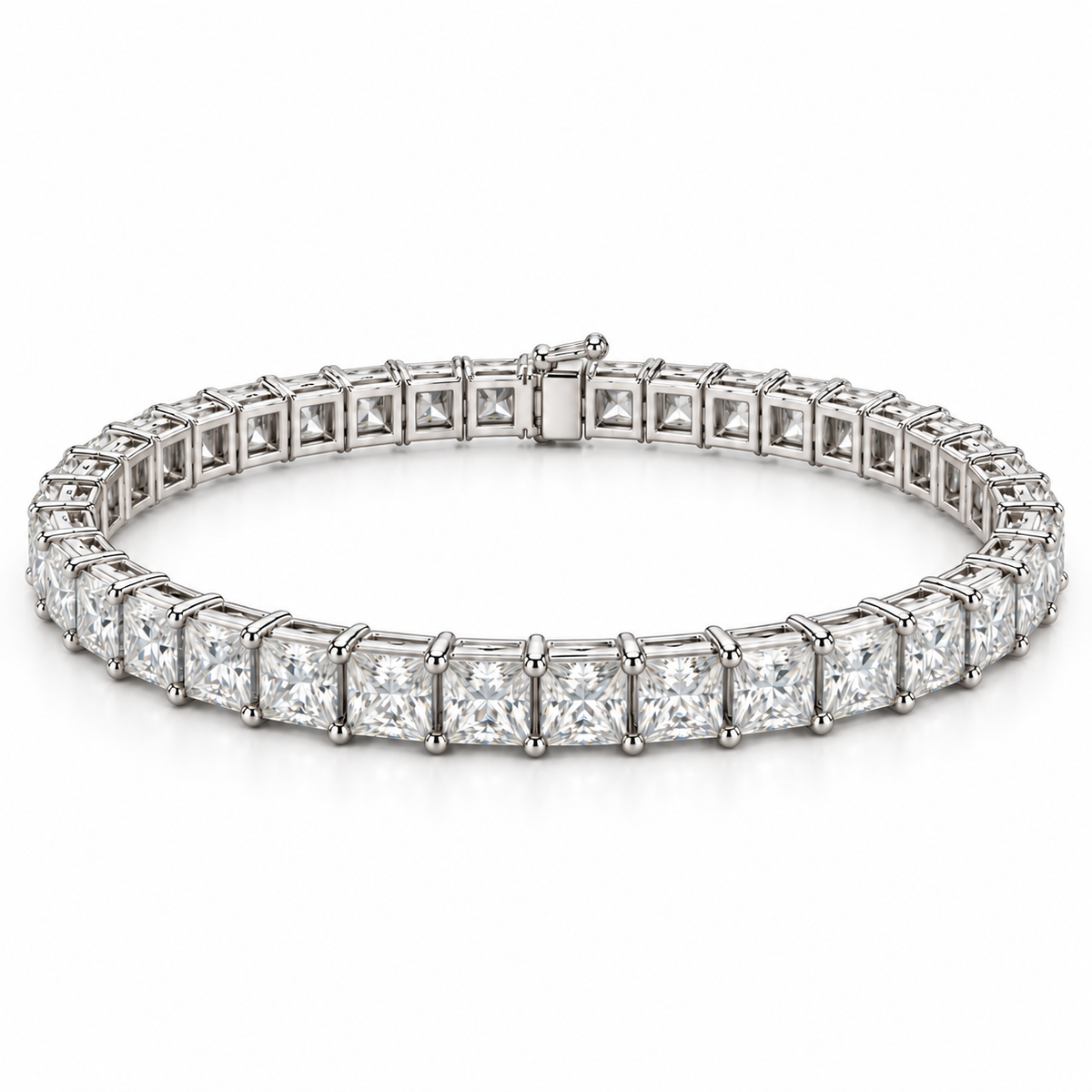 Princess Line Tennis lab-grown diamond bracelet in 14K white gold, alternate view — illustrative design rendering