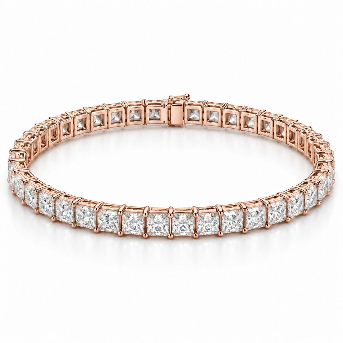 Princess Line Tennis lab-grown diamond bracelet in 14K rose gold — illustrative design rendering
