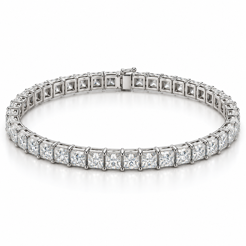 Princess Line Tennis lab-grown diamond bracelet in 14K white gold — illustrative design rendering