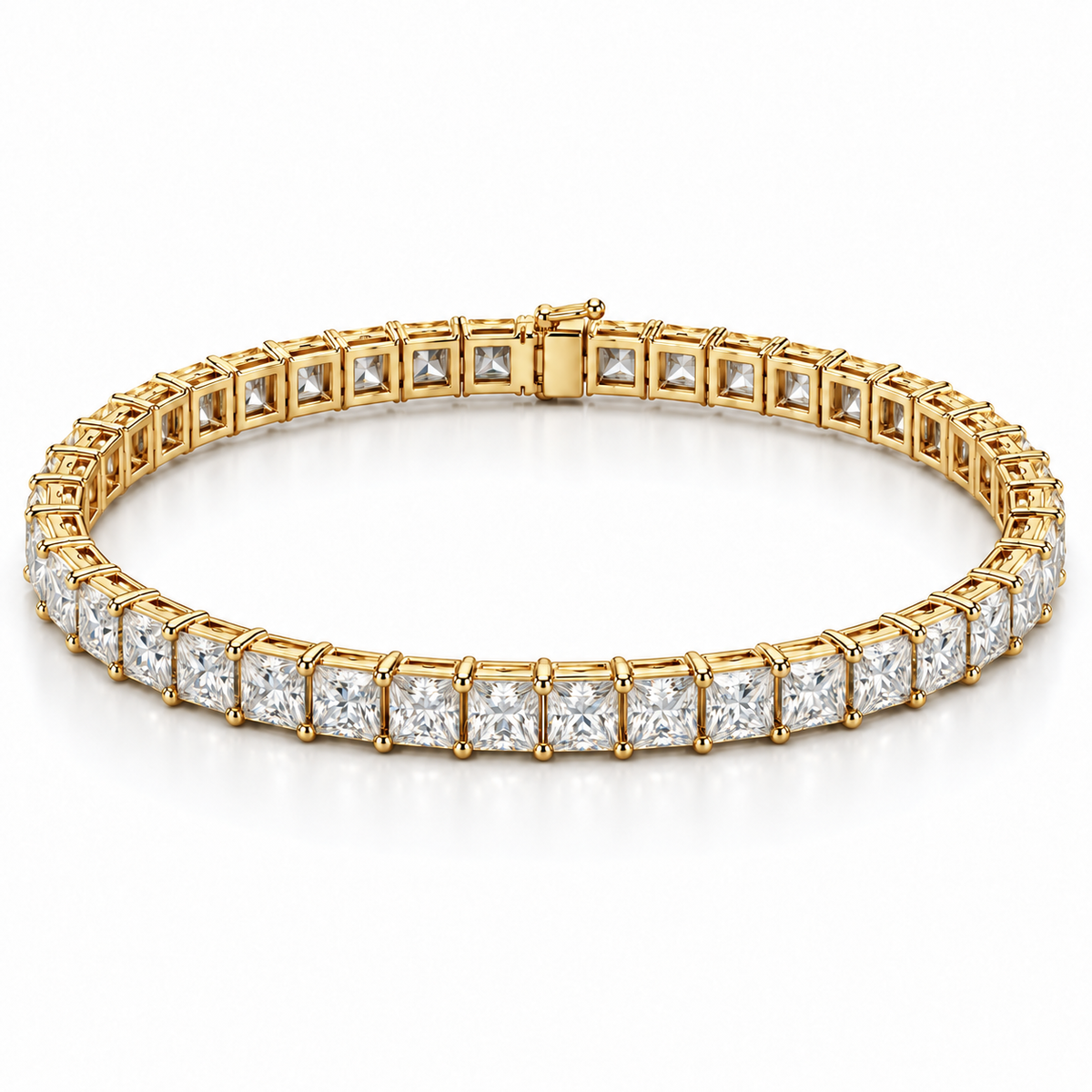 Princess Line Tennis lab-grown diamond bracelet in 14K yellow gold — illustrative design rendering