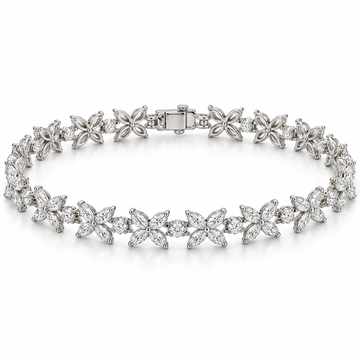 Marquise & Round Petal lab-grown diamond bracelet in 14K white gold — illustrative design rendering