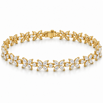 Marquise & Round Petal lab-grown diamond bracelet in 14K yellow gold — illustrative design rendering