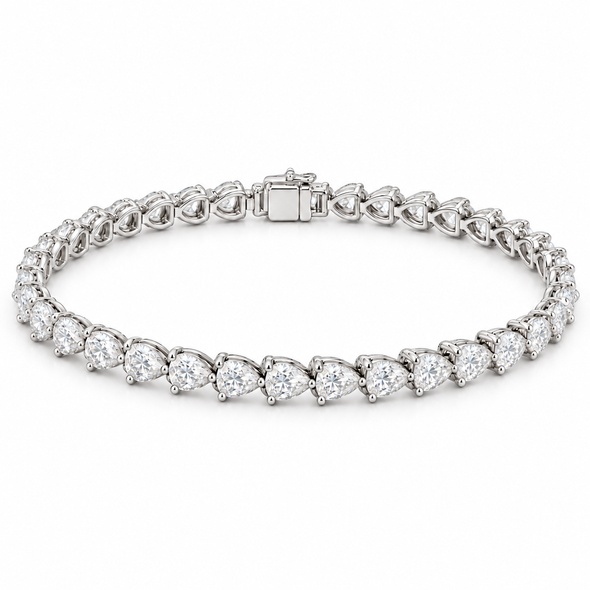 East-West Pear Tennis lab-grown diamond bracelet in 14K white gold, alternate view — illustrative design rendering