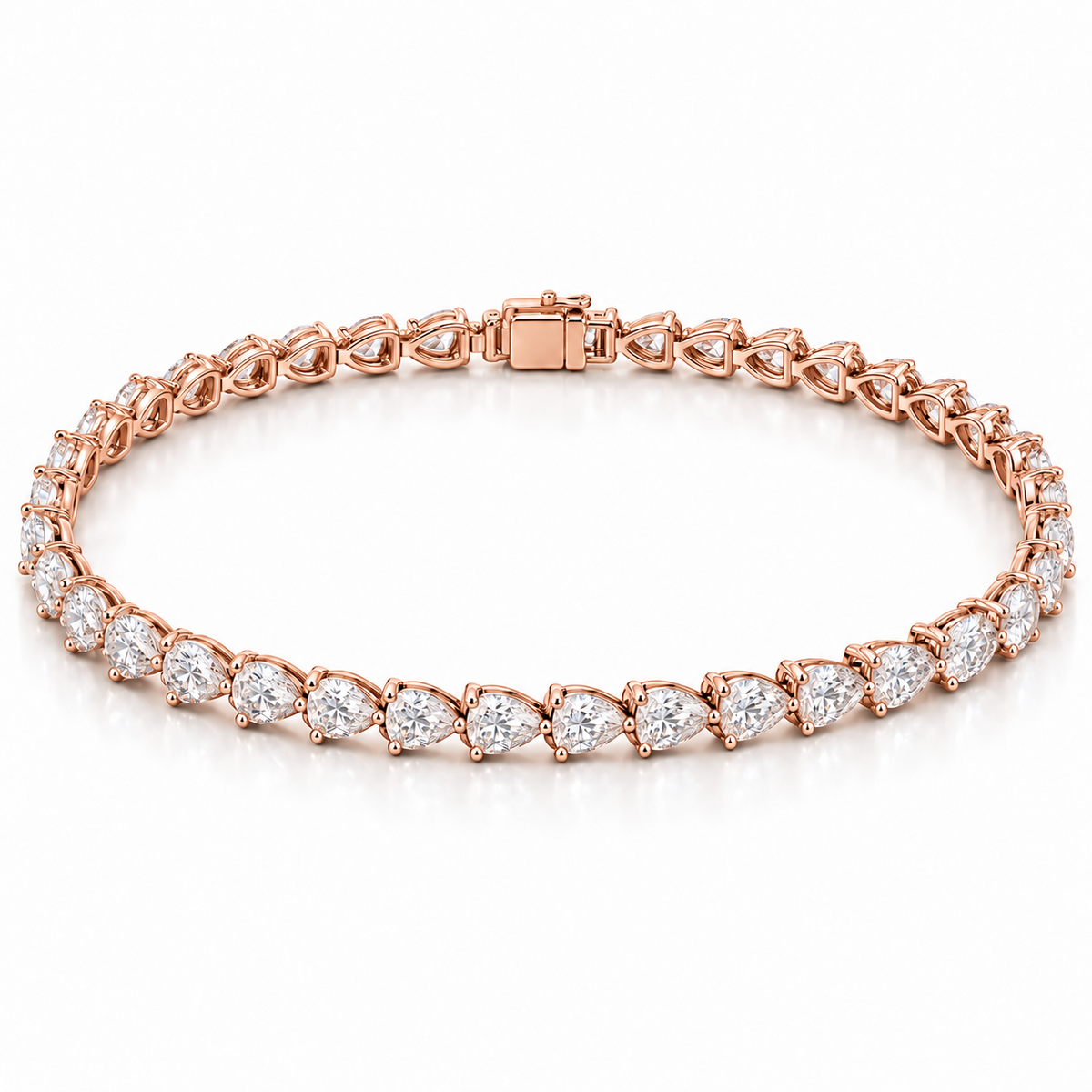 East-West Pear Tennis lab-grown diamond bracelet in 14K rose gold — illustrative design rendering