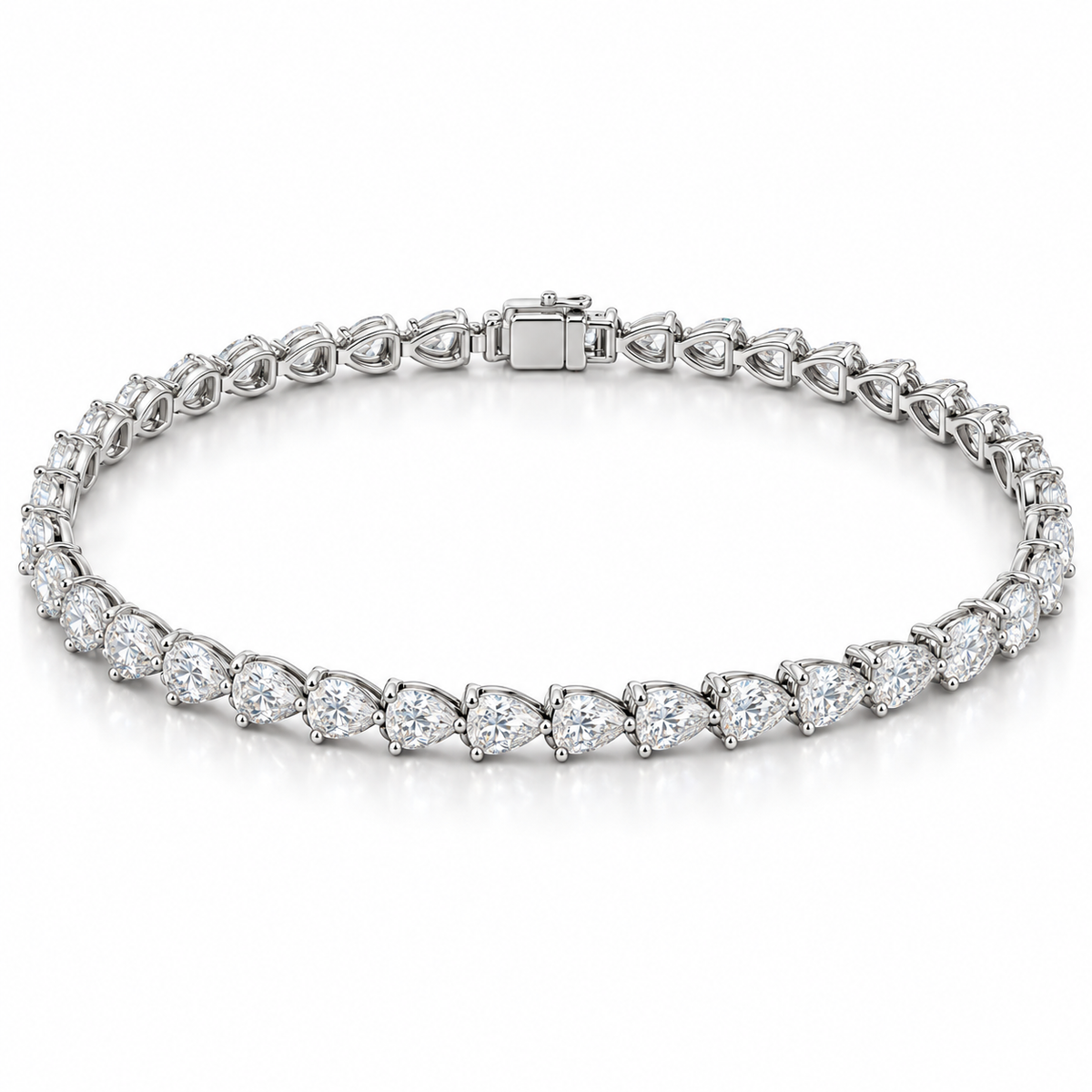 East-West Pear Tennis lab-grown diamond bracelet in 14K white gold — illustrative design rendering