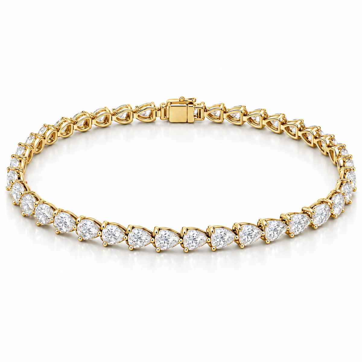 East-West Pear Tennis lab-grown diamond bracelet in 14K yellow gold — illustrative design rendering