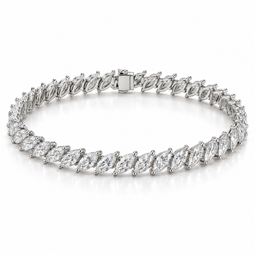 Diagonal Marquise Tennis lab-grown diamond bracelet in 14K white gold — illustrative design rendering