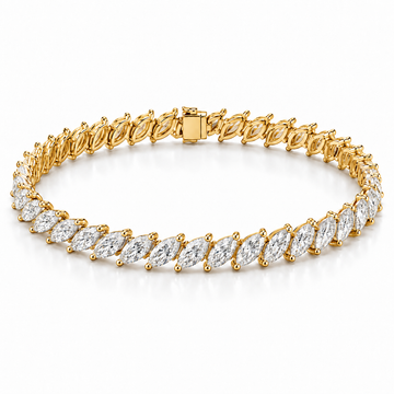 Diagonal Marquise Tennis lab-grown diamond bracelet in 14K yellow gold — illustrative design rendering
