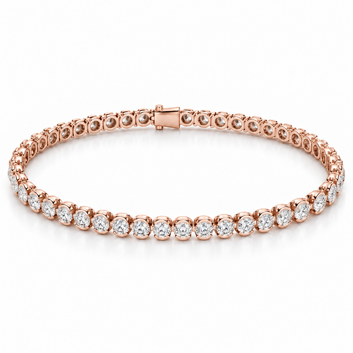 Round Half-Bezel Tennis lab-grown diamond bracelet in 14K rose gold — illustrative design rendering
