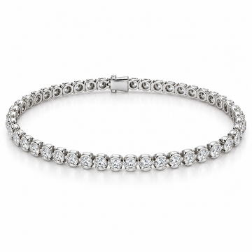 Round Half-Bezel Tennis lab-grown diamond bracelet in 14K white gold — illustrative design rendering