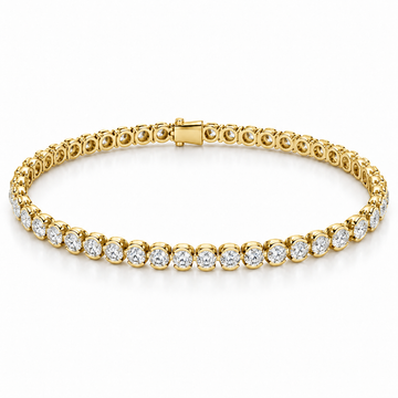 Round Half-Bezel Tennis lab-grown diamond bracelet in 14K yellow gold — illustrative design rendering
