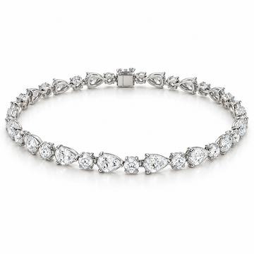 Round & Pear Alternating lab-grown diamond bracelet in 14K white gold — illustrative design rendering