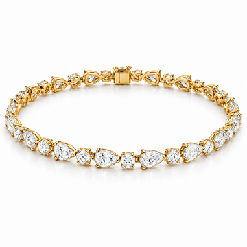 Round & Pear Alternating lab-grown diamond bracelet in 14K yellow gold — illustrative design rendering
