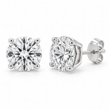 Green Acres Jewelry classic round lab diamond stud earrings in white gold — design rendering