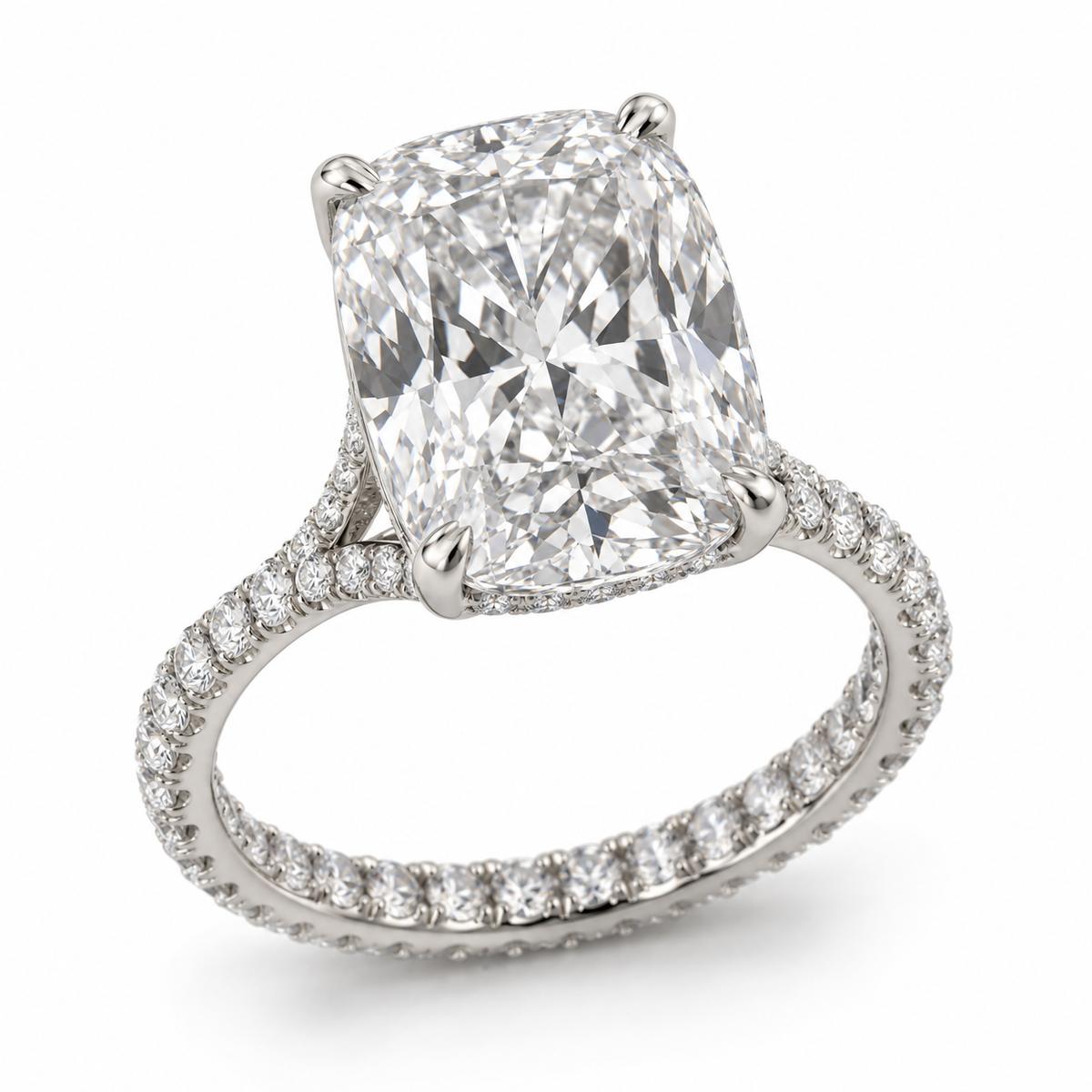 Illustrative render — Elongated Cushion Eternity Lab-Grown Diamond Engagement Ring — main view