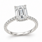 Illustrative render — Emerald Hidden Halo Lab-Grown Diamond Engagement Ring — main view