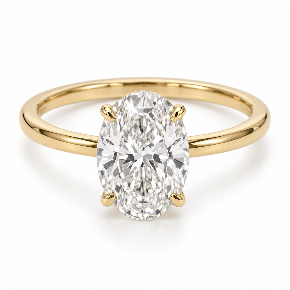 Illustrative render — Oval Petite Solitaire Lab-Grown Diamond Engagement Ring — main view
