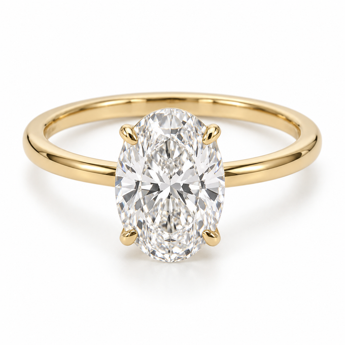 Illustrative render — Oval Petite Solitaire Lab-Grown Diamond Engagement Ring — main view