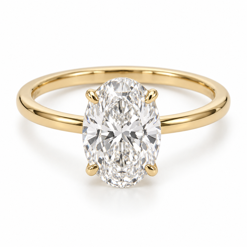 Illustrative render — Oval Petite Solitaire Lab-Grown Diamond Engagement Ring — main view