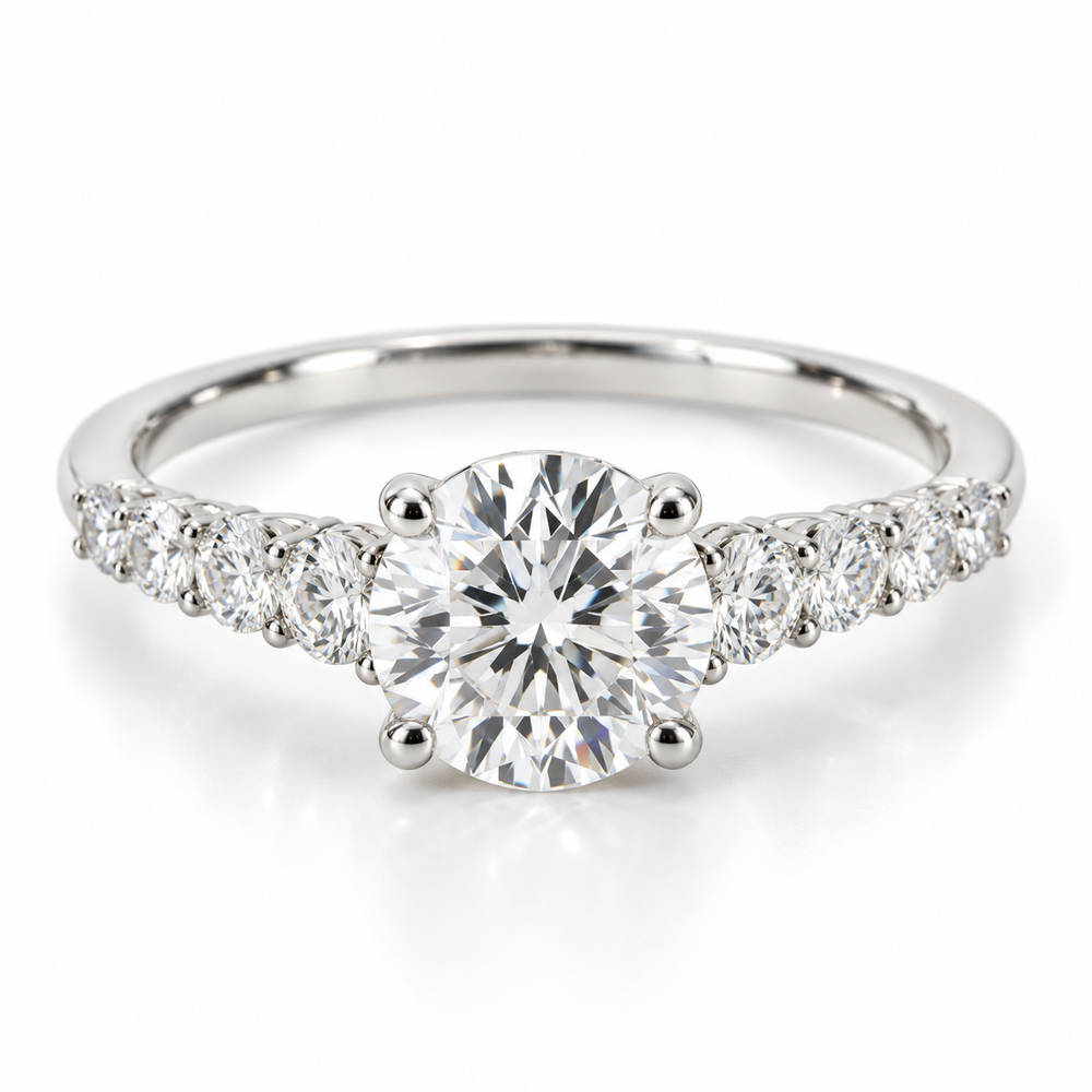 Illustrative render — Round Graduated Lab-Grown Diamond Engagement Ring — main view