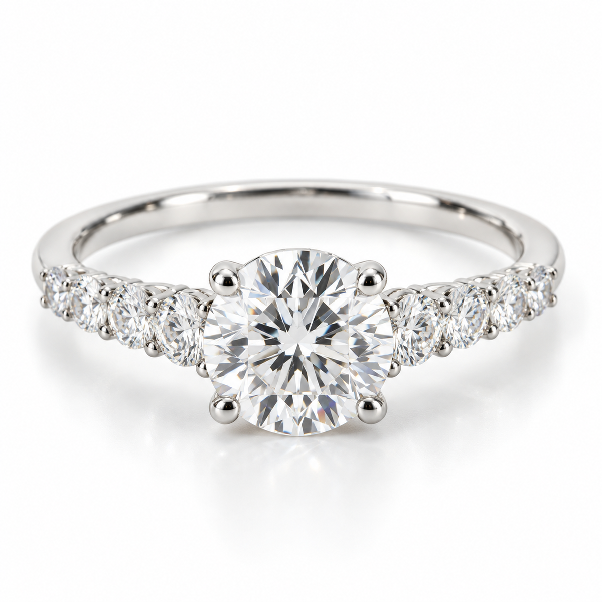 Illustrative render — Round Graduated Lab-Grown Diamond Engagement Ring — main view