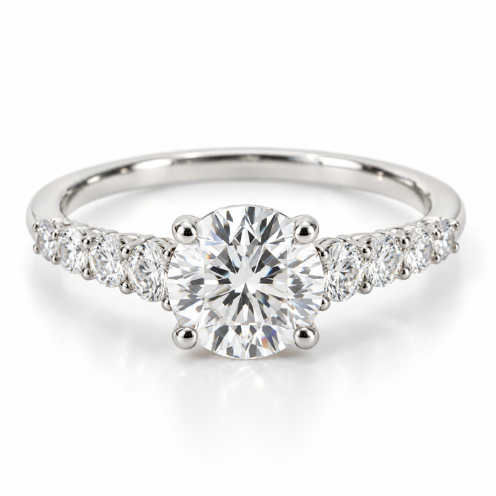Illustrative render — Round Graduated Lab-Grown Diamond Engagement Ring — main view