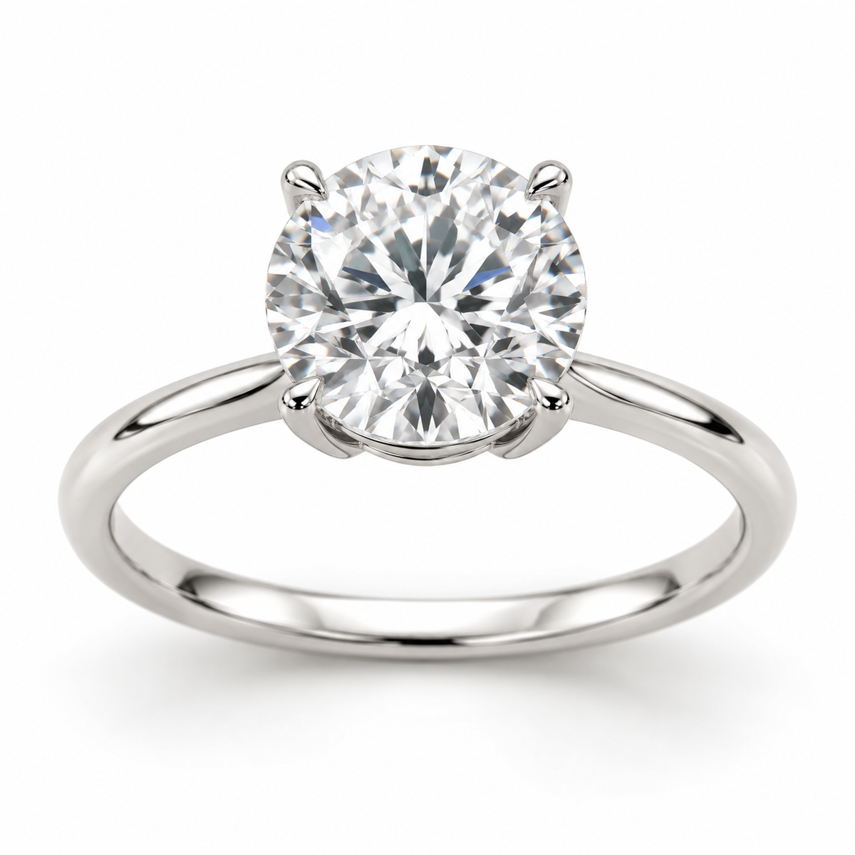 Illustrative render — Round Low Setting Solitaire Lab-Grown Diamond Engagement Ring — main view