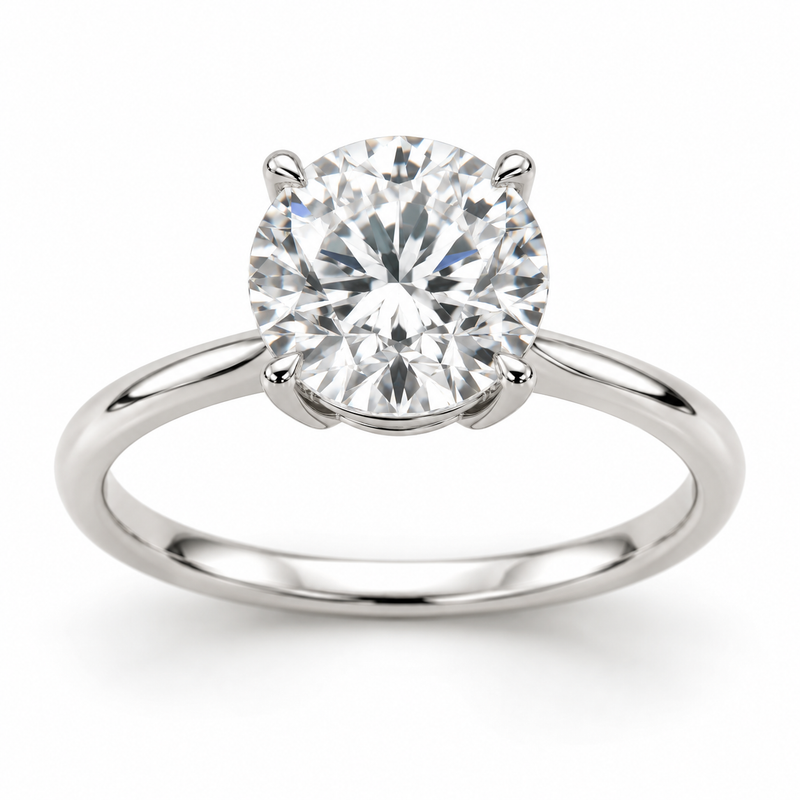 Illustrative render — Round Low Setting Solitaire Lab-Grown Diamond Engagement Ring — main view
