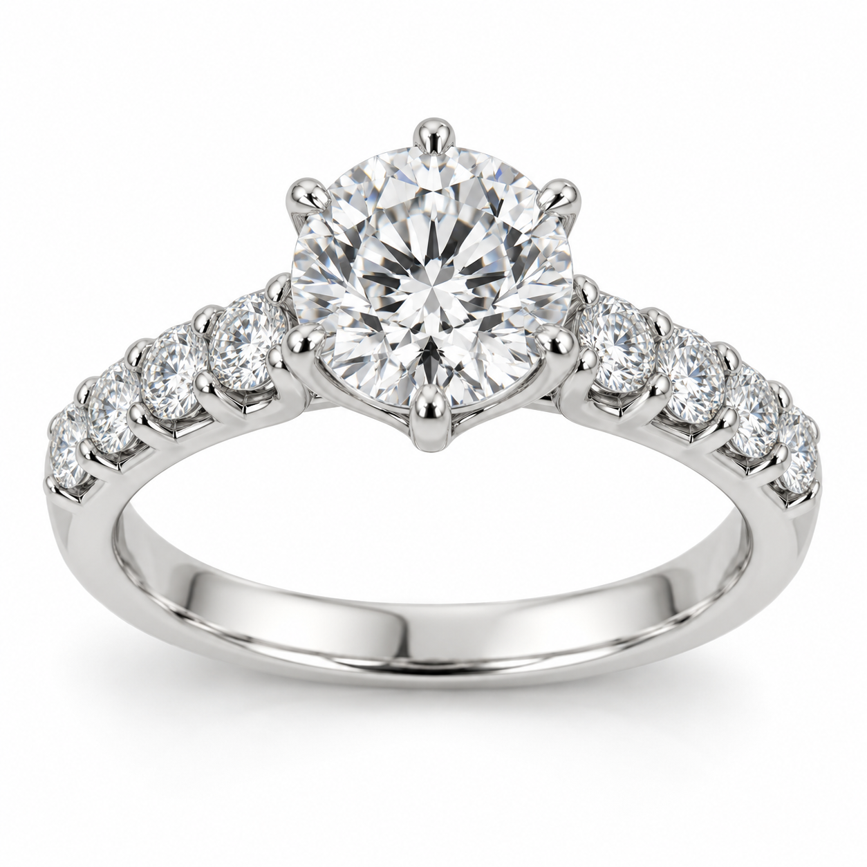 Illustrative render — Round Split Prong Accent Lab-Grown Diamond Engagement Ring — main view