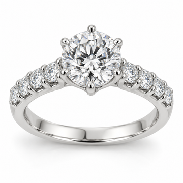 Illustrative render — Round Split Prong Accent Lab-Grown Diamond Engagement Ring — main view