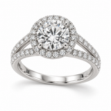 Illustrative render — Round Split Shank Halo Lab-Grown Diamond Engagement Ring — main view
