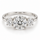 Illustrative render — Round Three-Stone Lab-Grown Diamond Engagement Ring — main view