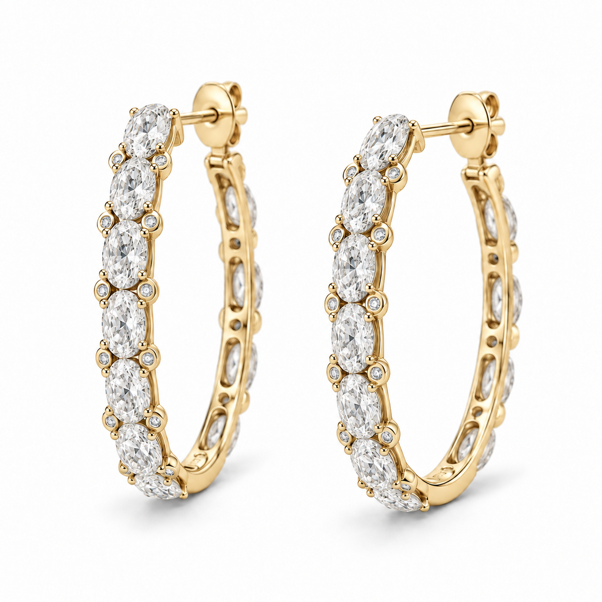 Oval & Round Accent Lab Diamond Hoops - 3.82 CTW in 14K Yellow Gold — design rendering
