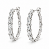 Oval & Round Accent Lab Diamond Hoops - 3.82 CTW in white metal — design rendering