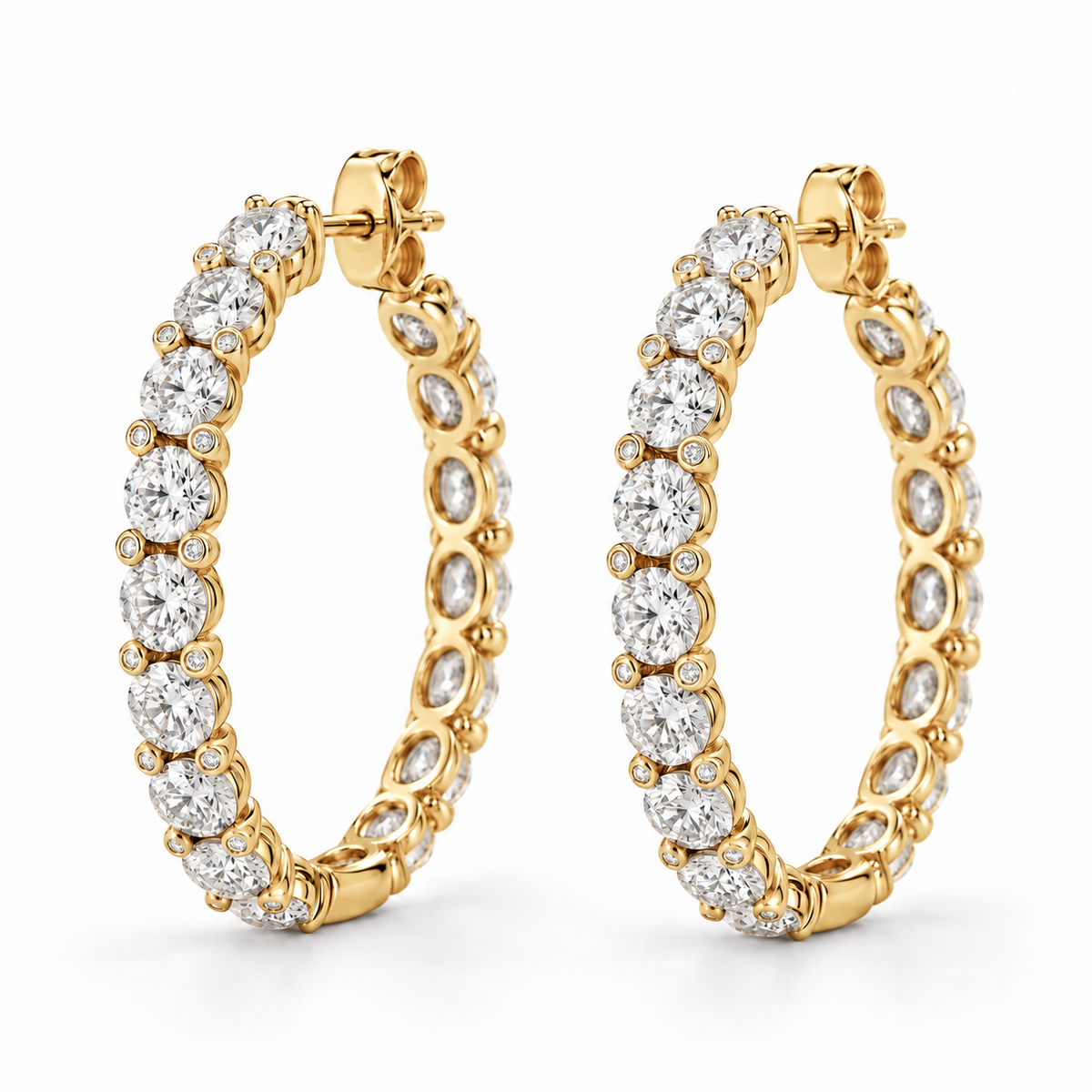 Round Accent Lab Diamond Hoops - 4.31 CTW in 14K Yellow Gold — design rendering