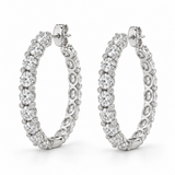 Round Accent Lab Diamond Hoops - 4.31 CTW in white metal — design rendering