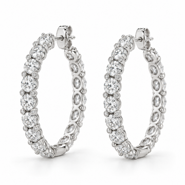 Round Accent Lab Diamond Hoops - 4.31 CTW in white metal — design rendering