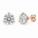 Three-Prong Martini Lab Diamond Stud Earrings - 1.50 CTW in 14K Rose Gold — design rendering