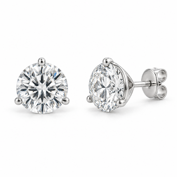 Three-Prong Martini Lab Diamond Stud Earrings - 1.50 CTW in white metal — design rendering