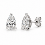 Pear Solitaire Lab Diamond Stud Earrings - 1 CTW in white metal — design rendering