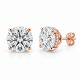 Hidden Halo Basket Lab Diamond Stud Earrings - 3 CTW in 14K Rose Gold — design rendering