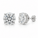 Hidden Halo Basket Lab Diamond Stud Earrings - 3 CTW in white metal — design rendering