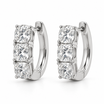 Cushion Lab Diamond Huggie Hoops - 3 CTW in white metal — design rendering