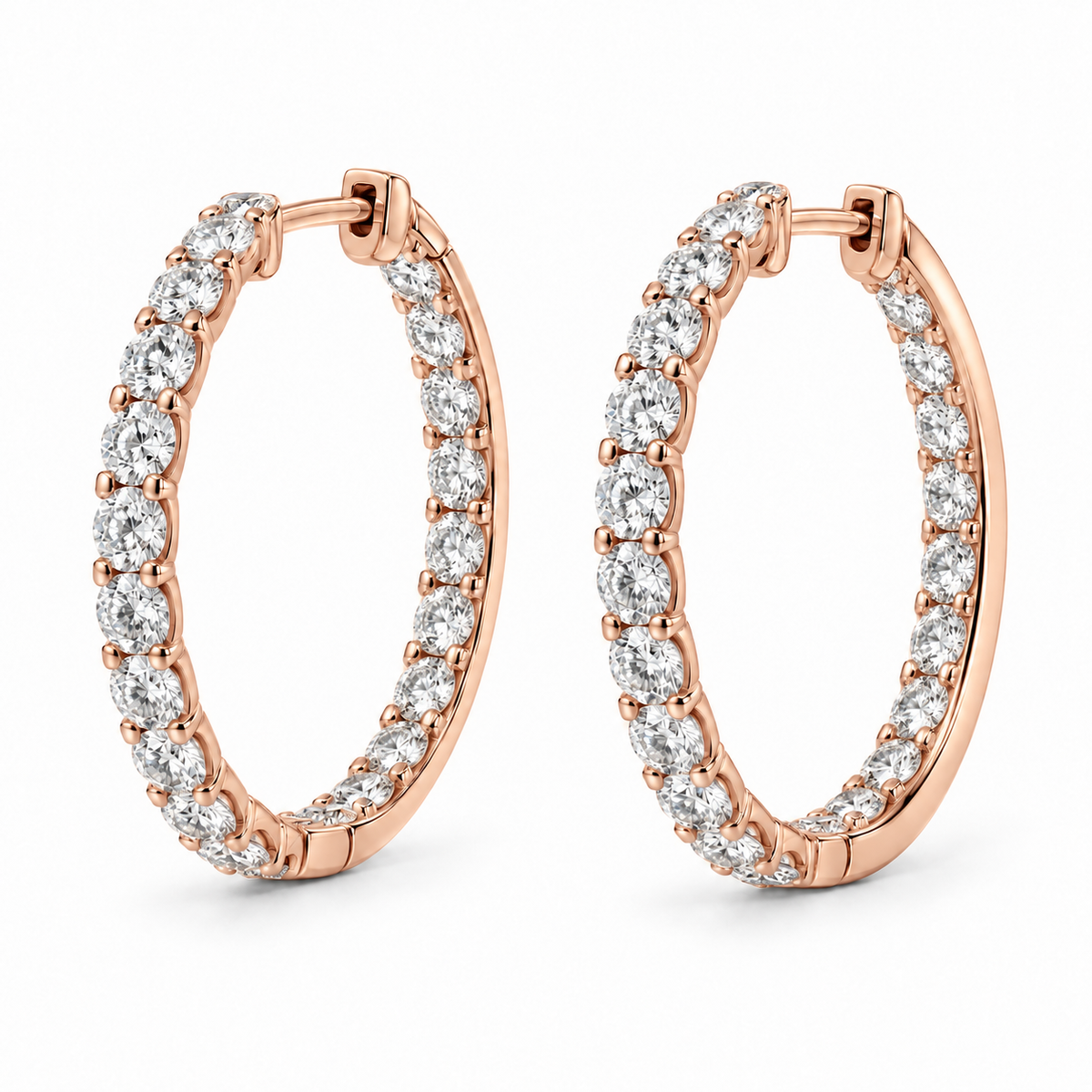 Inside-Out Lab Diamond Hoop Earrings - 4 CTW in 14K Rose Gold — design rendering