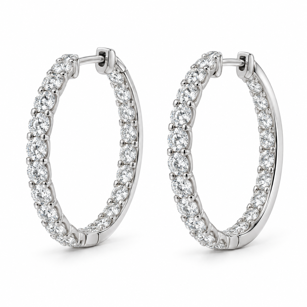 Inside-Out Lab Diamond Hoop Earrings - 4 CTW in white metal — design rendering