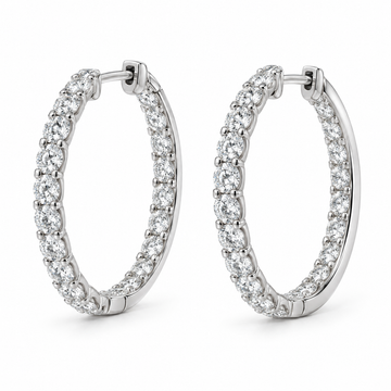 Inside-Out Lab Diamond Hoop Earrings - 4 CTW in white metal — design rendering