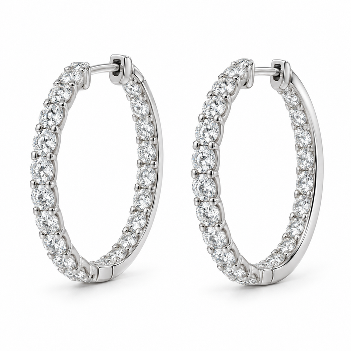 Inside-Out Lab Diamond Hoop Earrings - 4 CTW in white metal — design rendering