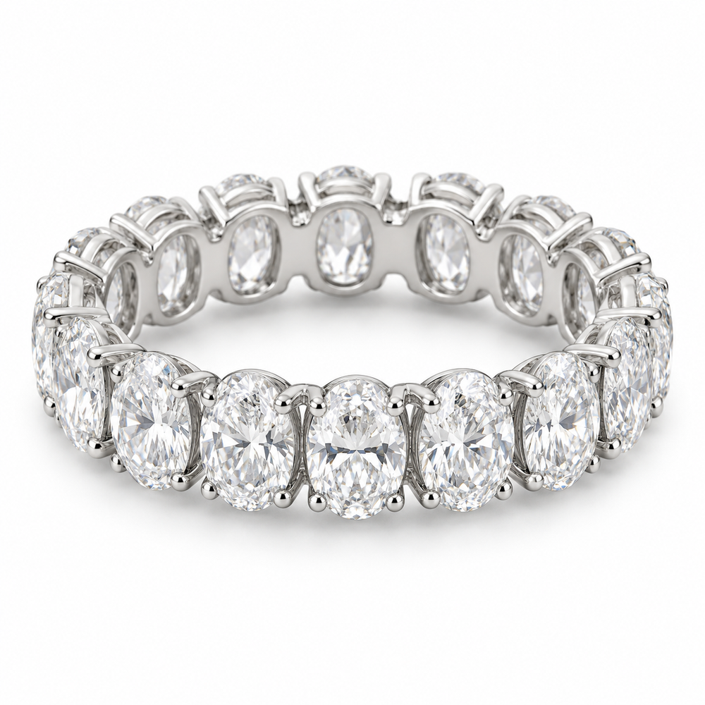 Oval Prong Lab-Grown Diamond Eternity Ring — 4 CTW in 14K White Gold — illustrative design rendering
