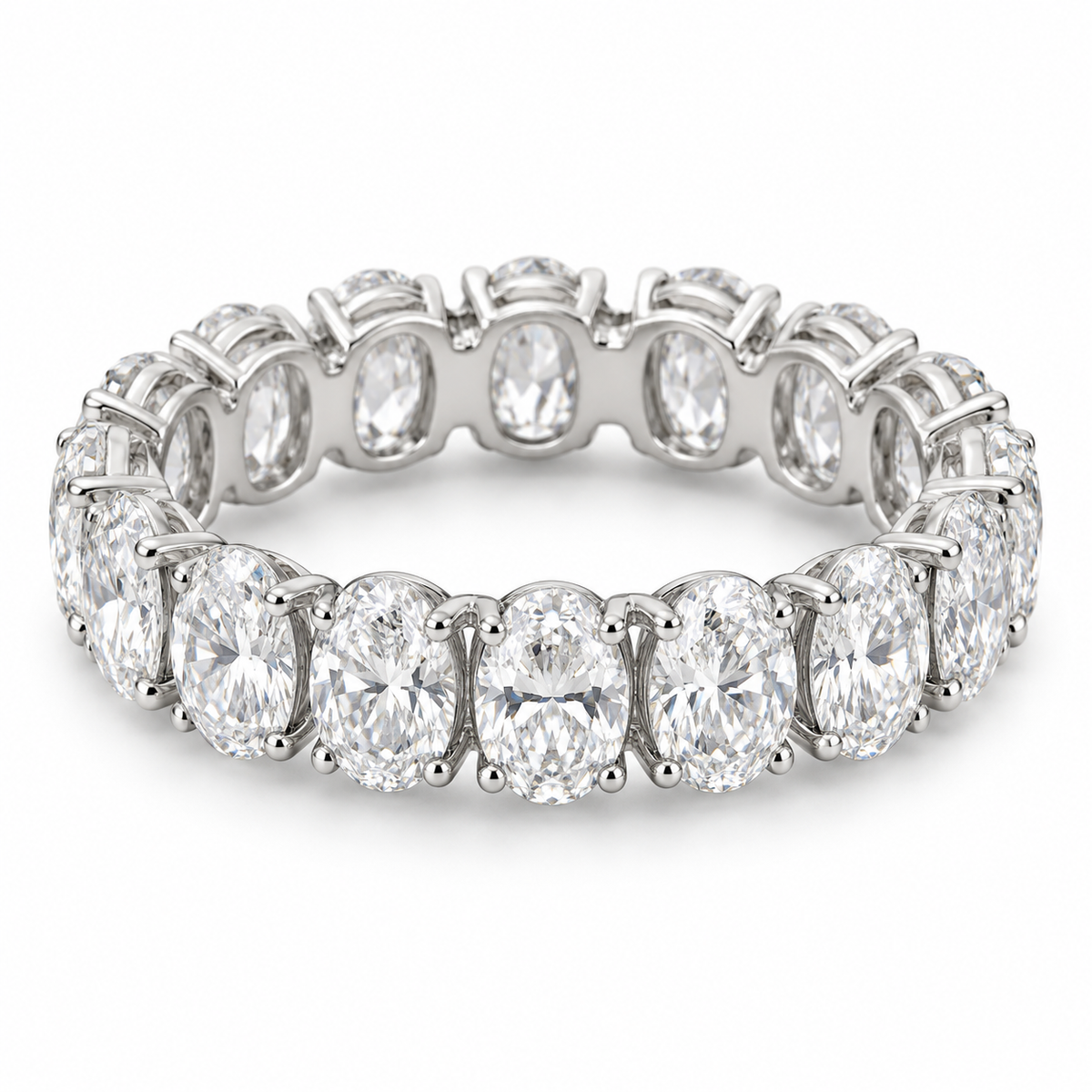 Oval Prong Lab-Grown Diamond Eternity Ring — 4 CTW in 14K White Gold — illustrative design rendering